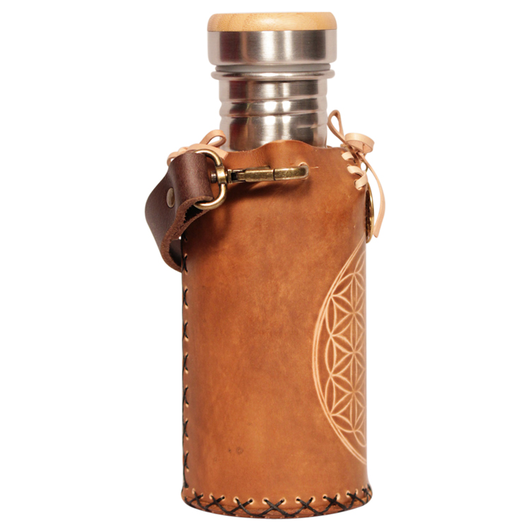 Flower of life Timber brown Deluxe Vesica waterbottlecase 4 of 4 A 532ml