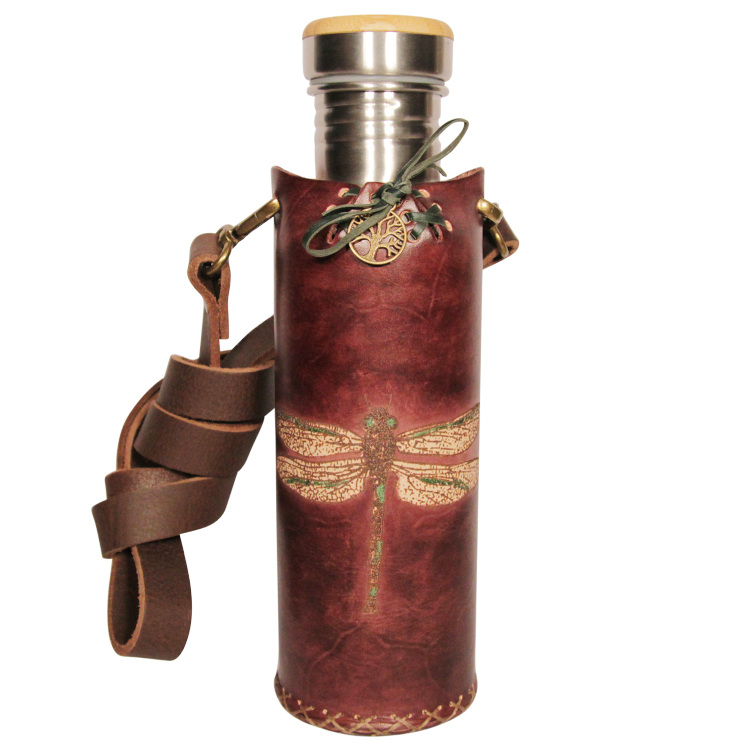 Dragonfly brown Deluxe Vesica waterbottlecase 1 of 4