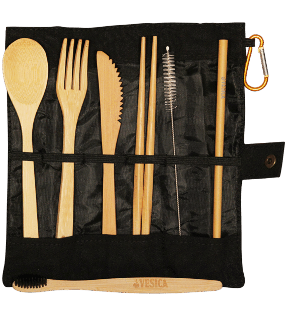 Bamboo Cutlery Black Set